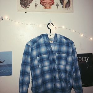 Cropped x-small Hollister plaid blue hoodie